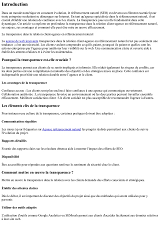 La transparence dans la relation client-agence en référencement naturel