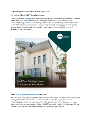 CCTV Security Surveillance Systems for Homes in the UAE