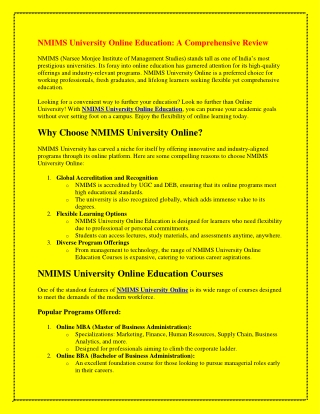NMIMS University Online Education