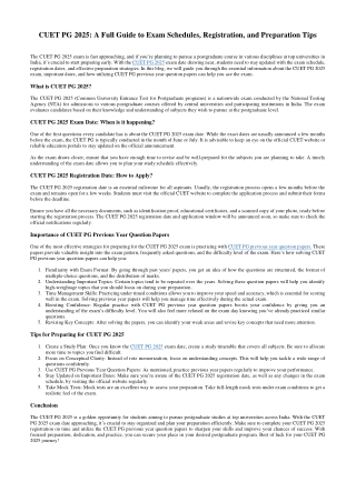 CUET PG 2025: A Full Guide to Exam Schedules, Registration, and Preparation Tips