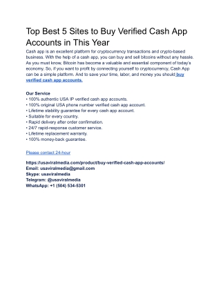 Top Best 5 Sites to Buy Verified Cash App Accounts in This Year