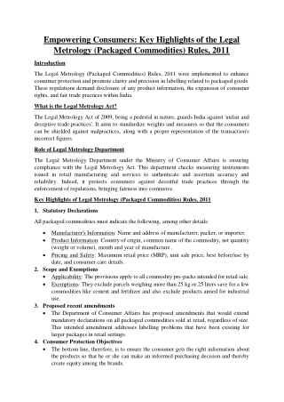 Empowering Consumers Key Highlights of the Legal Metrology Packaged Commodities Rules_ 2011