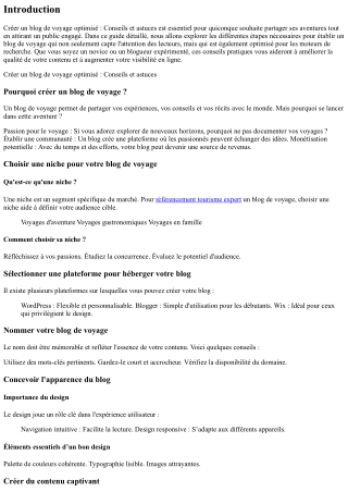 Créer un blog de voyage optimisé : Conseils et astuces