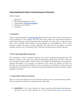 Understanding the Risks of Using Research Chemicals
