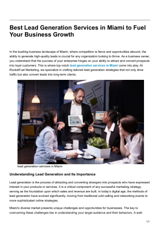 Best Lead Generation Services in Miami to Fuel Your Business Growth