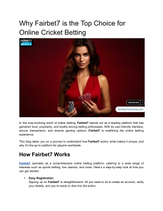 Why Fairbet7 is the Top Choice for Online Cricket Betting