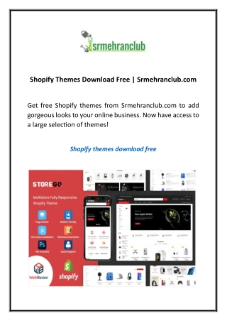 Shopify Themes Download Free Srmehranclub.com