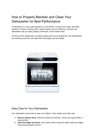 How to Properly Maintain and Clean Your Dishwasher for Best Performance