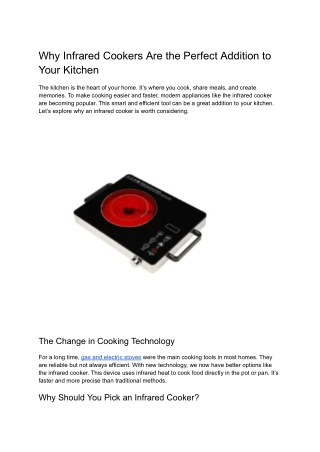 Why Infrared Cookers Are the Perfect Addition to Your Kitchen