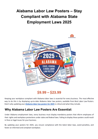 2025 Alabama Labor Law Posters – Protect Your Business from Fines