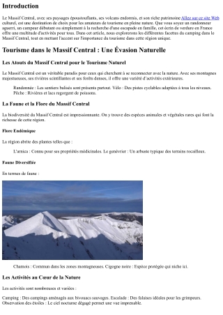 Tourisme en pleine nature : camping dans le Massif Central