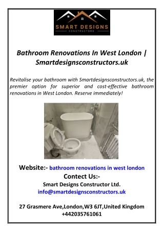 Bathroom Renovations In West London  Smartdesignsconstructors.uk