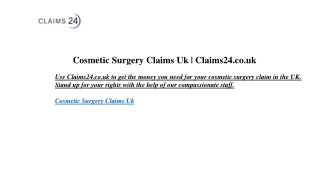 Cosmetic Surgery Claims Uk  Claims24.co.uk