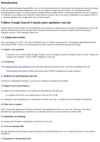 “Utiliser Google Search Console pour optimiser son site”