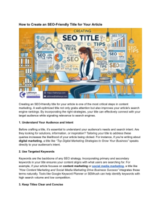 How to Create an SEO-Friendly Title for Your Article