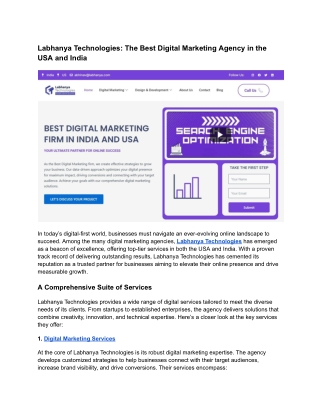 Labhanya Technologies_ The Best Digital Marketing Agency in the USA and India