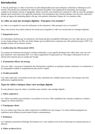 La vidéo au cœur des stratégies digitales : Conseils d'une agence spécialisée