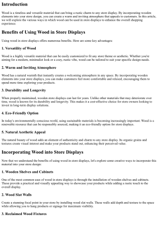 Creating a Rustic Charm: Using Wood in Store Displays