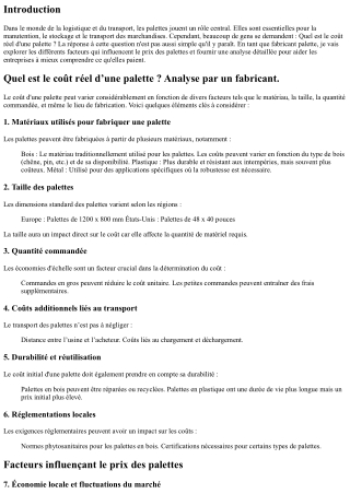 “Quel est le coût réel d’une palette ? Analyse par un fabricant.”