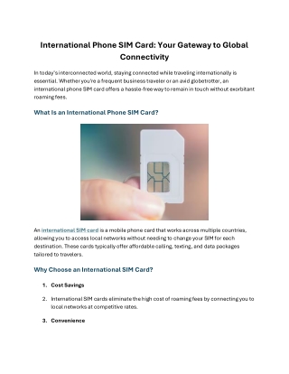 International Phone SIM Card Your Gateway to Global Connecti