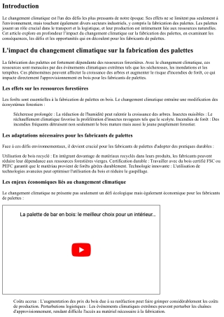 “L’impact du changement climatique sur la fabrication des palettes.”