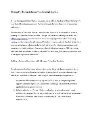 Advanced Technology Solutions Transforming Education