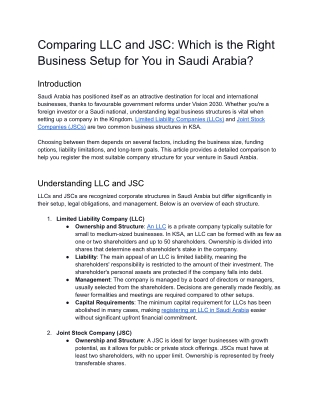 PDF Comparing LLC and JSC_ Which is the Right Business Setup for You in Saudi Arabia