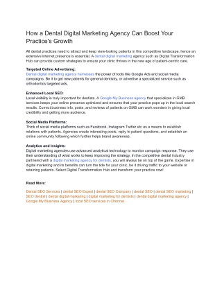 How a Dental Digital Marketing Agency Can Boost Your Practice's Growth