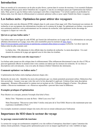 Les balises méta : Optimisez-les pour attirer des voyageurs