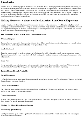 Making Memories: Celebrate with a Luxurious Limo Rental Experience
