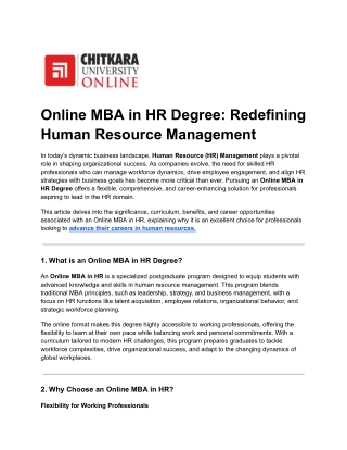 Online MBA in HR Degree