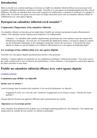 Établir un calendrier éditorial efficace avec votre agence digitale