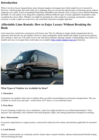 Affordable Limo Rentals: How to Enjoy Luxury Without Breaking the Bank