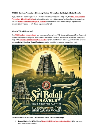 TTD NRI Darshan Procedure & Booking Online: A Complete Guide by Sri Balaji Trave