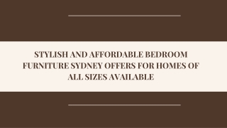 Stylish and Affordable Bedroom Furniture Sydney Offers for Homes of All Sizes