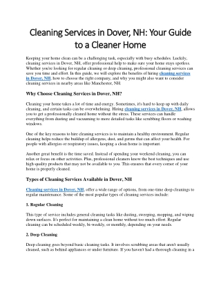 Cleaning Services in Dover NH Your Guide to a Cleaner Home