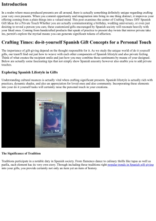 Crafting Times: Do-it-yourself Spanish Present Concepts for a Personal Touch