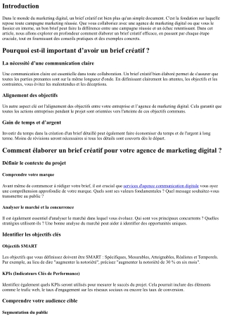 Comment élaborer un brief créatif pour votre agence de marketing digital ?