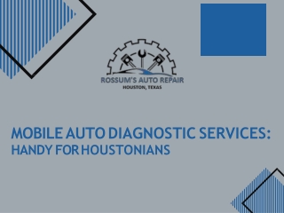 Mobile Auto Diagnostic Services Handy for Houstonians