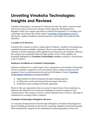 Unveiling Vmoksha Technologies_ Insights and Reviews