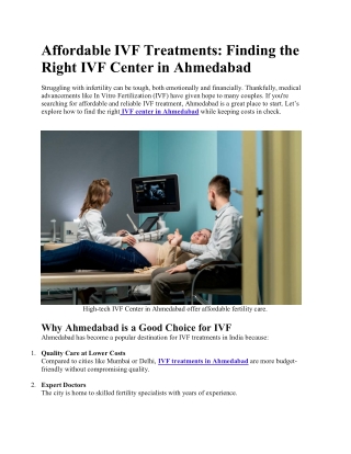 Affordable IVF Treatments: Finding the Right IVF Center in Ahmedabad
