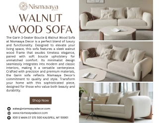 Garin 3-Seater Boucle & Walnut Wood Sofa at Nismaaya Decor