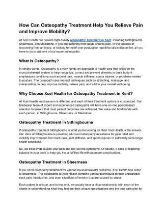 How Can Osteopathy Treatment Help You Relieve Pain and Improve Mobility?