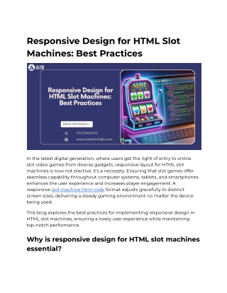 Responsive Design for HTML Slot Machines: Best Practices