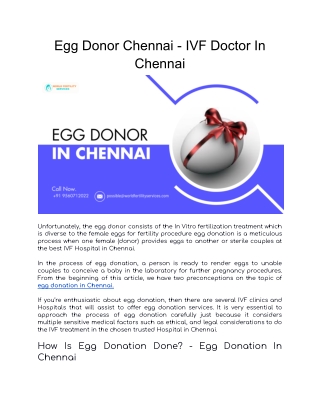 Egg Donor Chennai - IVF Doctor In Chennai