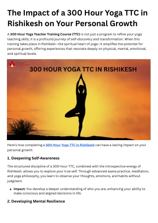 _300 Hour Yoga TTC in Rishikesh