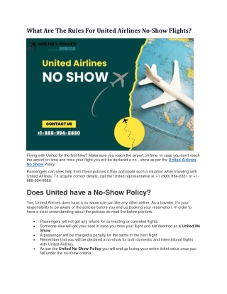 What Are The Rules For United Airlines No-Show Flight