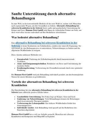 Sanfte Unterstützung durch alternative Behandlungen