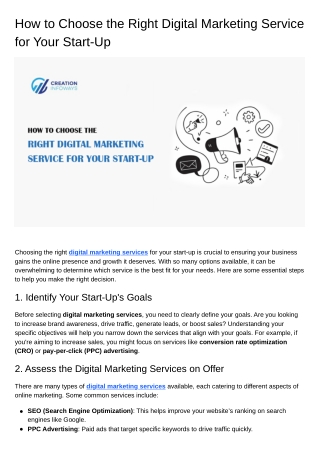How to Choose the Right Digital Marketing Service for Your Start-Up