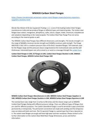 CS Flanges in Oman